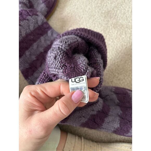 UGG Striped Knit Sock Boots size 5 Purple Limited Edition - Picture 4 of 8